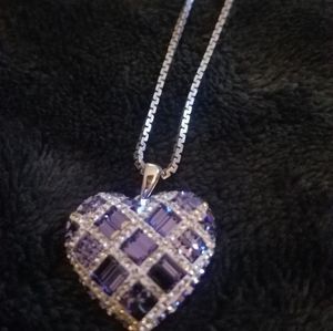Sterling silver necklace w/ Beautiful purple heart